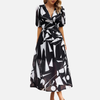 Sara | Midi-Jurk met Print en V-Hals