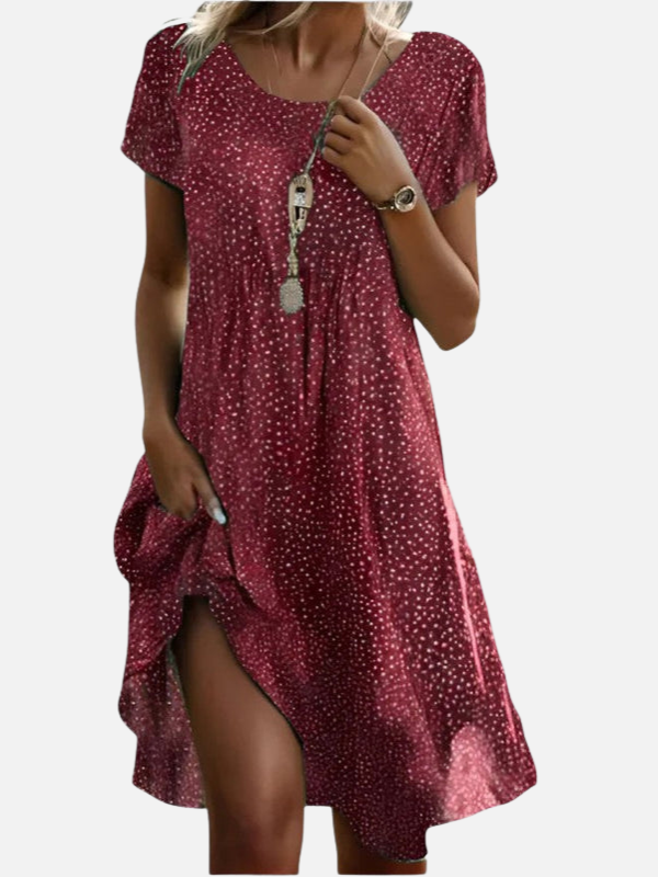 Sara | Midi-Jurk met Print en Zakken