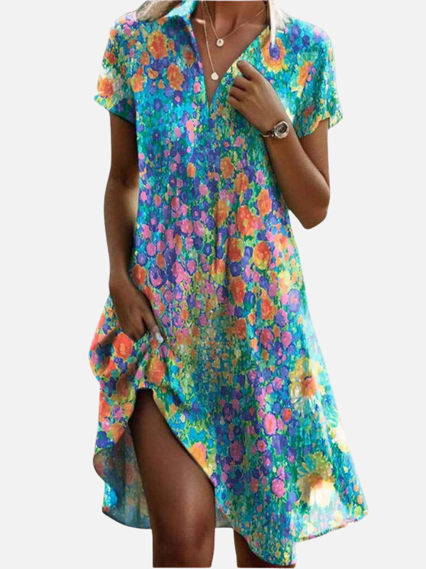 Sara | Midi-Jurk met Print en Zakken