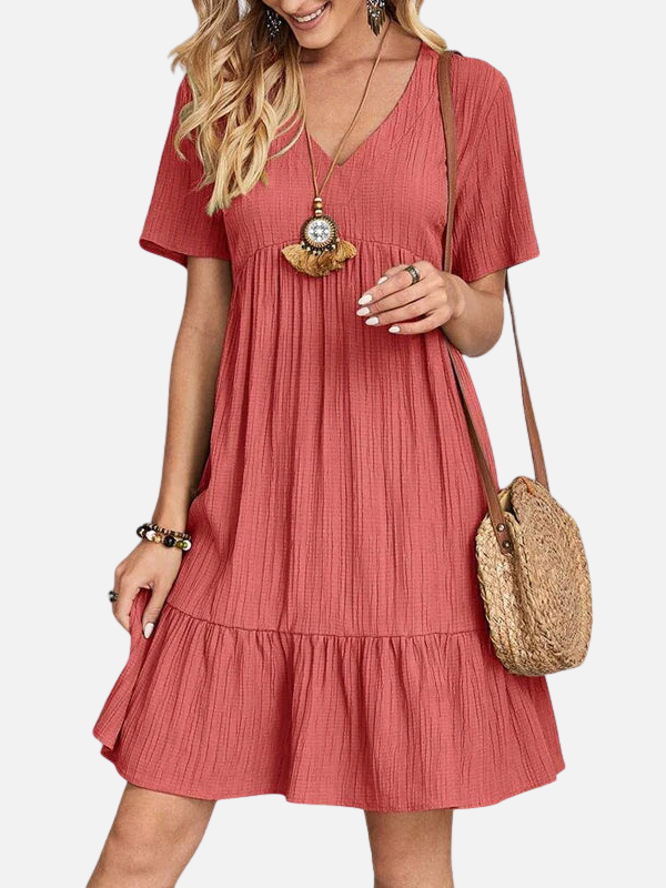 Sara | Mini-Jurk met V-Hals, Zomers