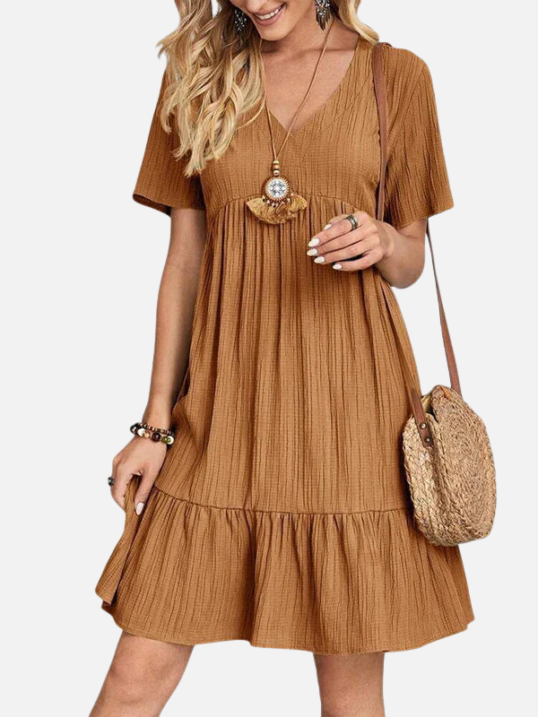 Sara | Mini-Jurk met V-Hals, Zomers