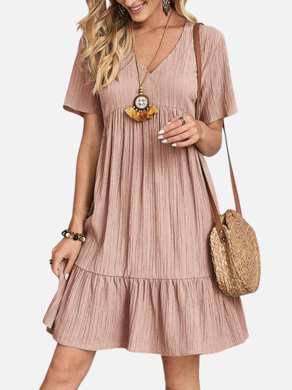 Sara | Mini-Jurk met V-Hals, Zomers