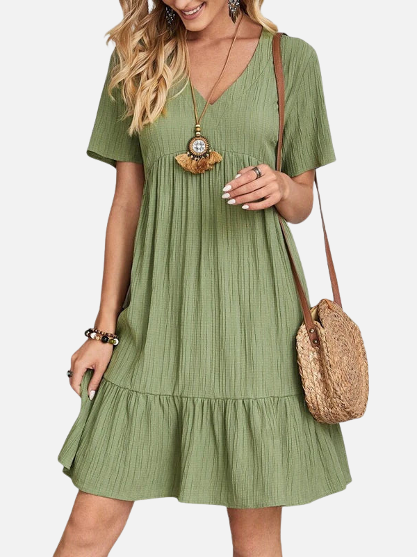 Sara | Mini-Jurk met V-Hals, Zomers