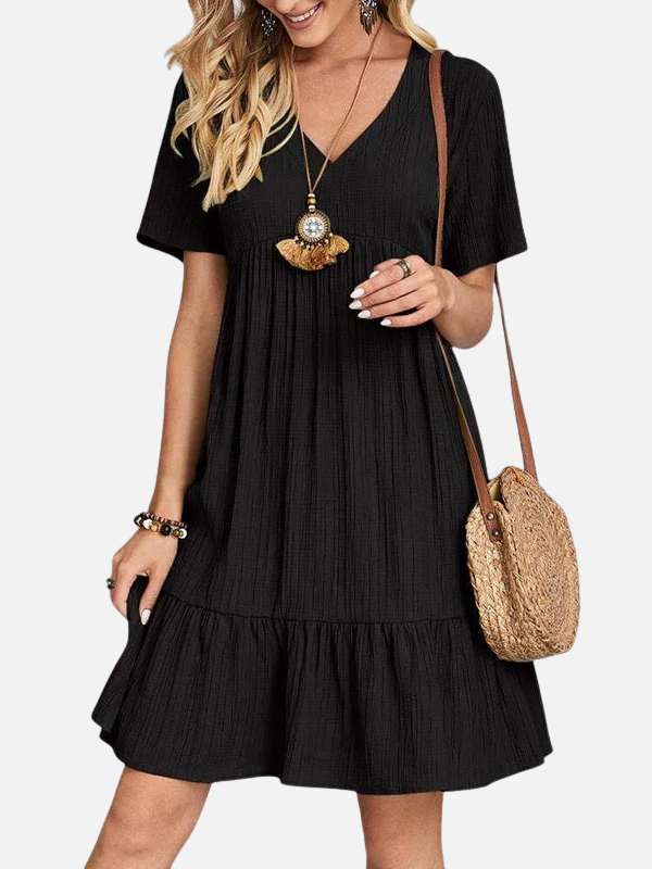 Sara | Mini-Jurk met V-Hals, Zomers