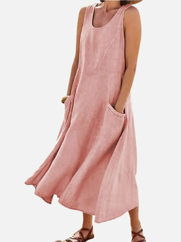 Sara | Mouwloze Maxi-Jurk met Zakken