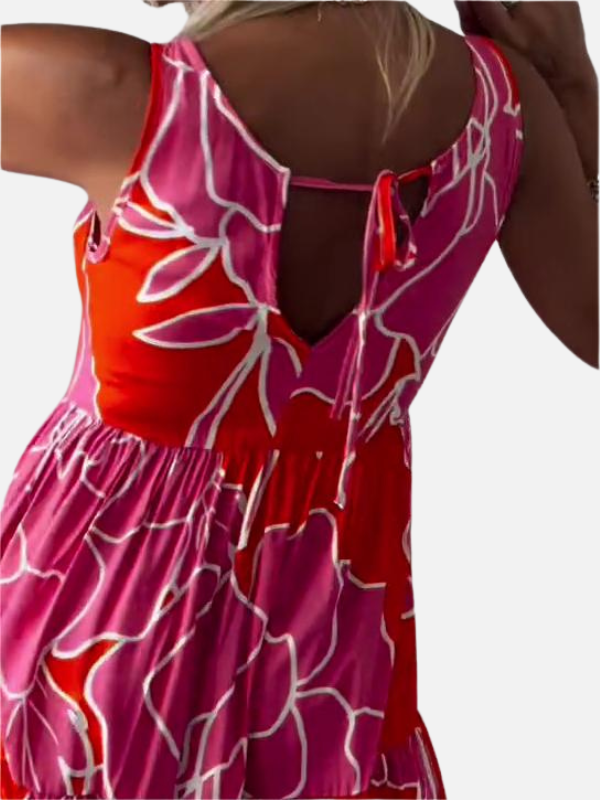 Marga | Mouwloze Midi-Jurk met Print