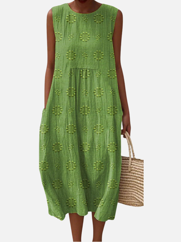 Sara | Mouwloze Midi-Jurk met Zakken