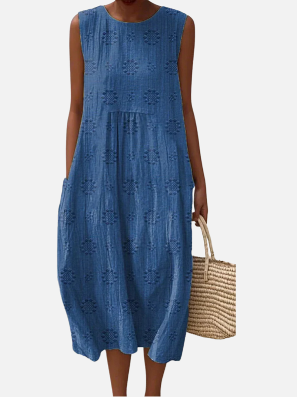 Sara | Mouwloze Midi-Jurk met Zakken
