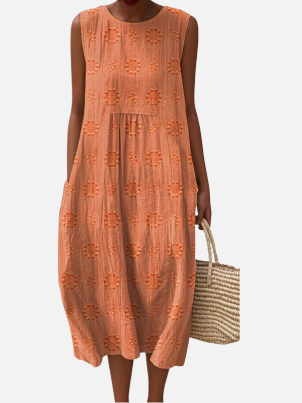 Sara | Mouwloze Midi-Jurk met Zakken