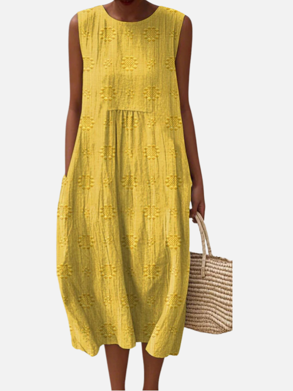 Sara | Mouwloze Midi-Jurk met Zakken