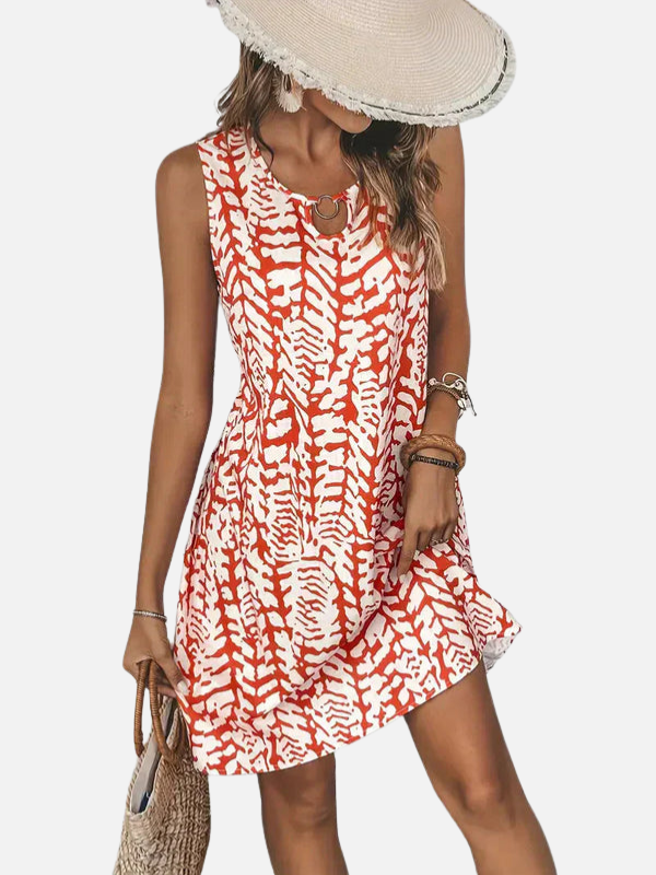 Sara | Mouwloze Zomerjurk met Print