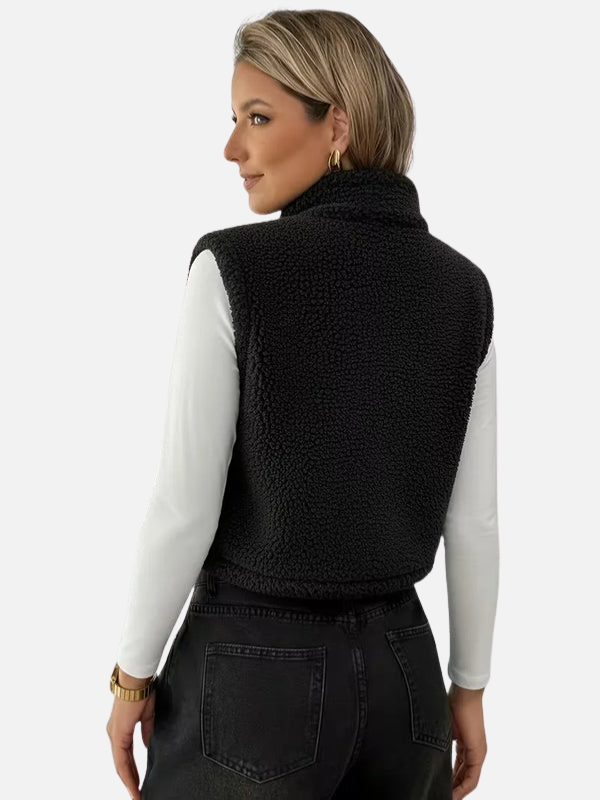 Nina | Teddy Bodywarmer met Rits en Kraag