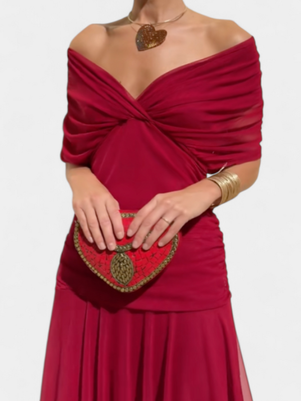Sara | Off-Shoulder Jurk met Drapage