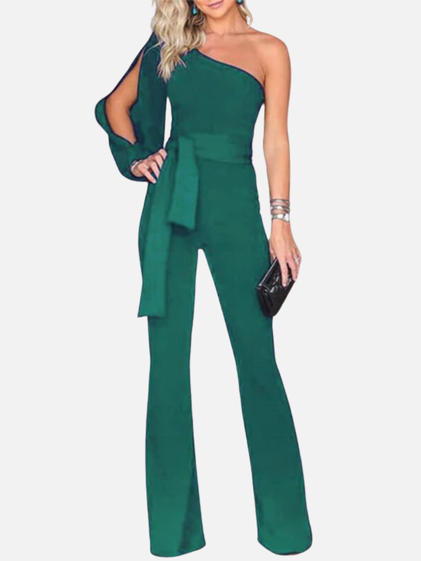 Julia | One-Shoulder Jumpsuit met Wijde Pijpen