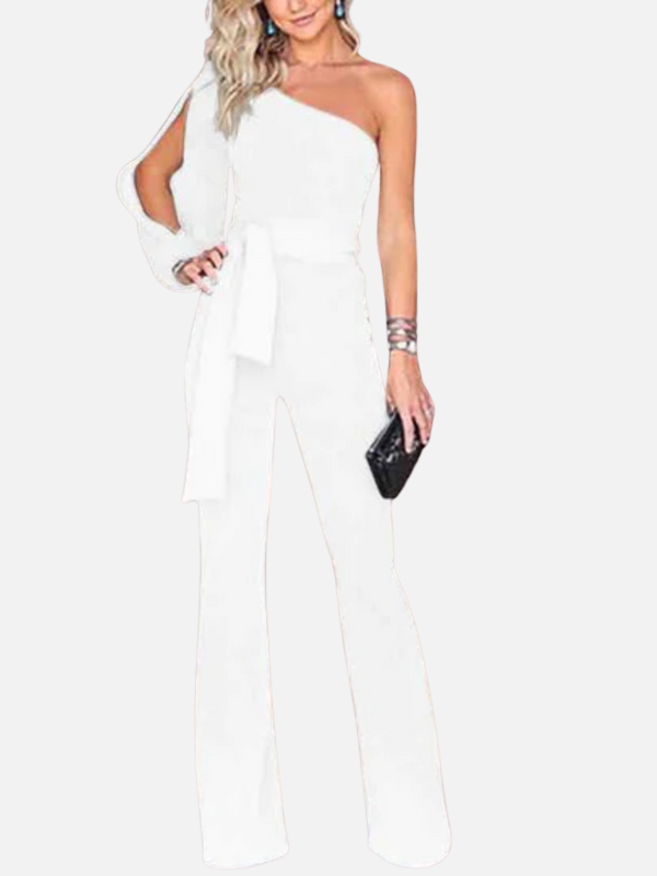 Julia | One-Shoulder Jumpsuit met Wijde Pijpen