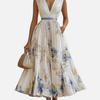 Sara | Plissé Maxi-Jurk met V-Hals