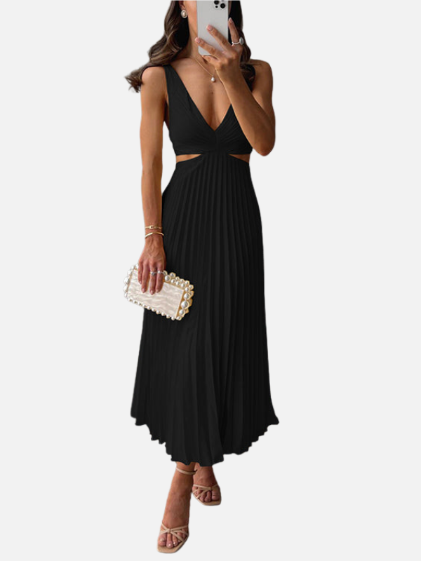 Fleur | Plissé Midi-Jurk met V-Hals