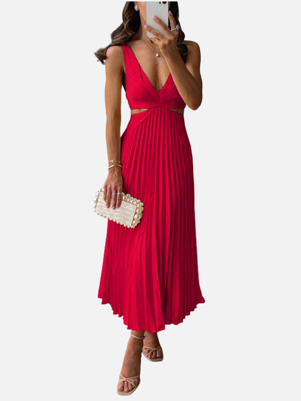 Fleur | Plissé Midi-Jurk met V-Hals