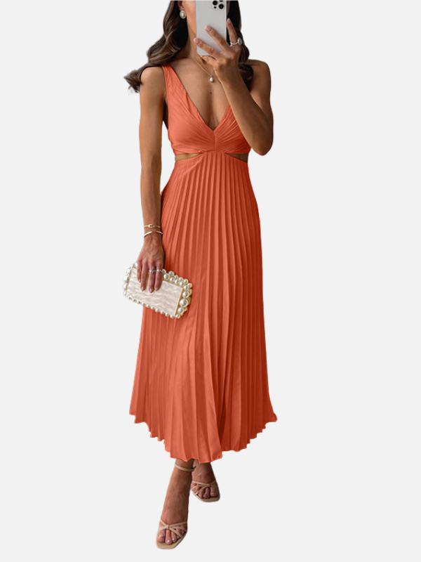Fleur | Plissé Midi-Jurk met V-Hals