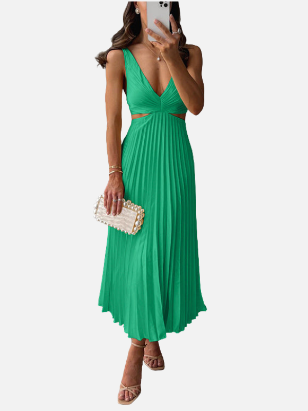 Fleur | Plissé Midi-Jurk met V-Hals