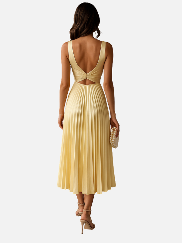 Fleur | Plissé Midi-Jurk met V-Hals