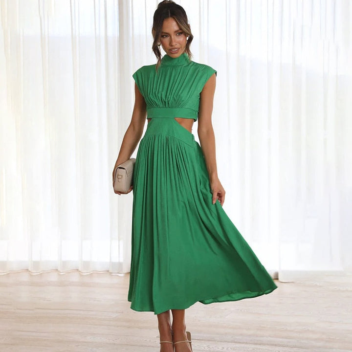 Mouwloze midi-jurk met taille uitsnijding voor dames