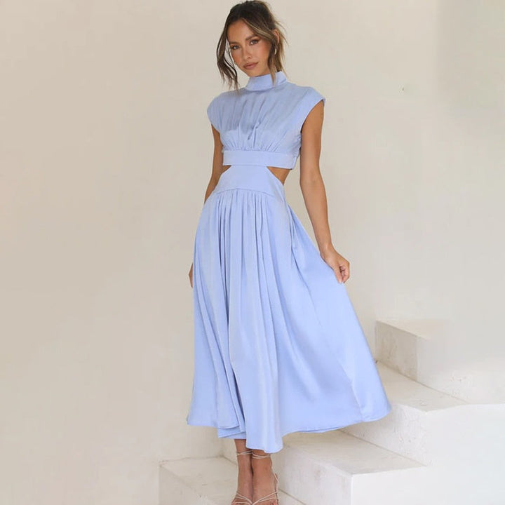 Mouwloze midi-jurk met taille uitsnijding voor dames