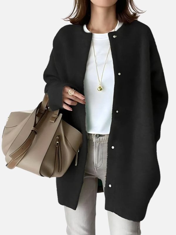 Sara | Lang Gebreid Vest met Knoopsluiting