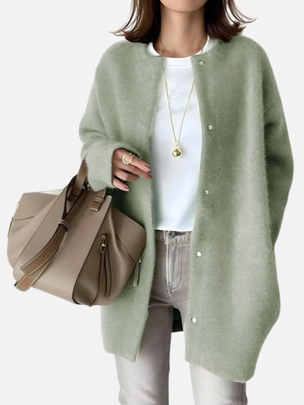 Sara | Lang Gebreid Vest met Knoopsluiting