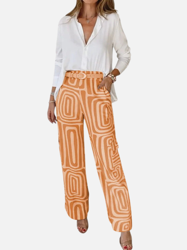 Sara | Set met Blouse en Gebloemde Wijde Broek