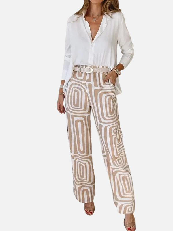 Sara | Set met Blouse en Gebloemde Wijde Broek