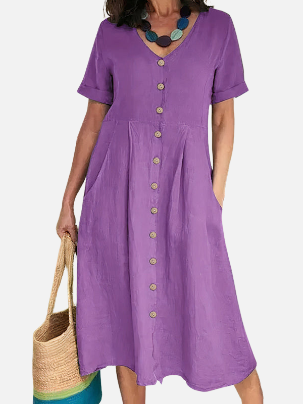 Nina | V-Hals Midijurk met Knopen