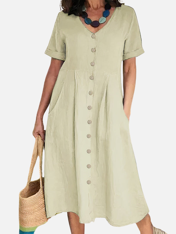 Nina | V-Hals Midijurk met Knopen