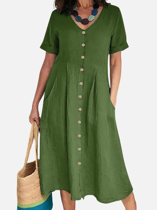Nina | V-Hals Midijurk met Knopen