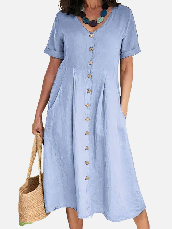 Nina | V-Hals Midijurk met Knopen