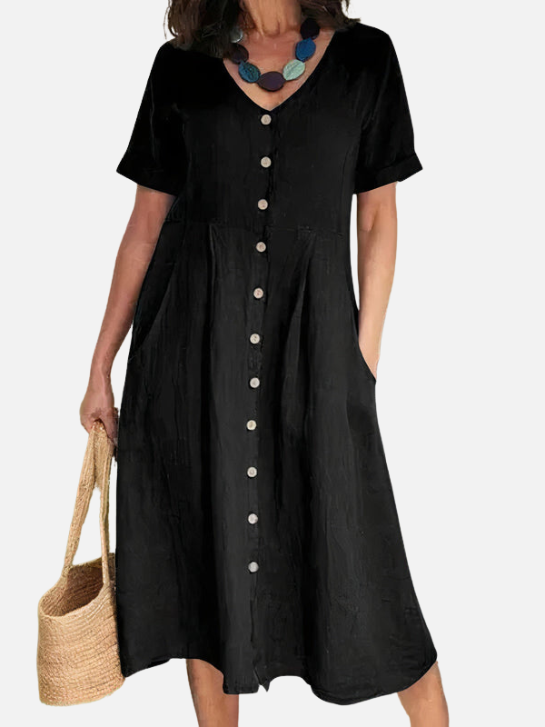 Nina | V-Hals Midijurk met Knopen