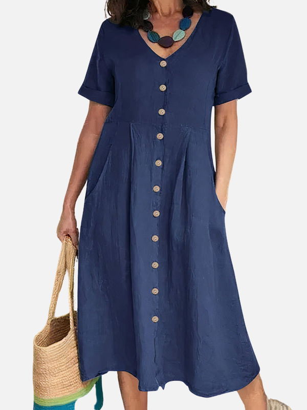 Nina | V-Hals Midijurk met Knopen