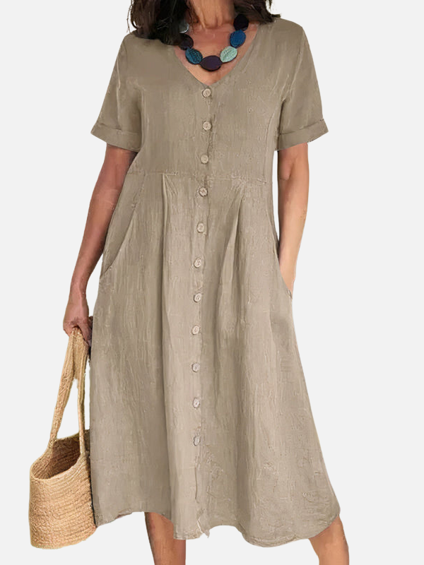 Nina | V-Hals Midijurk met Knopen