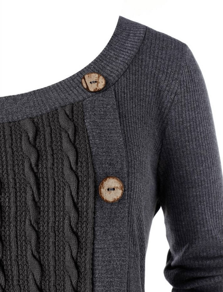 Gebreide Trui Jurk met Knopen voor Dames