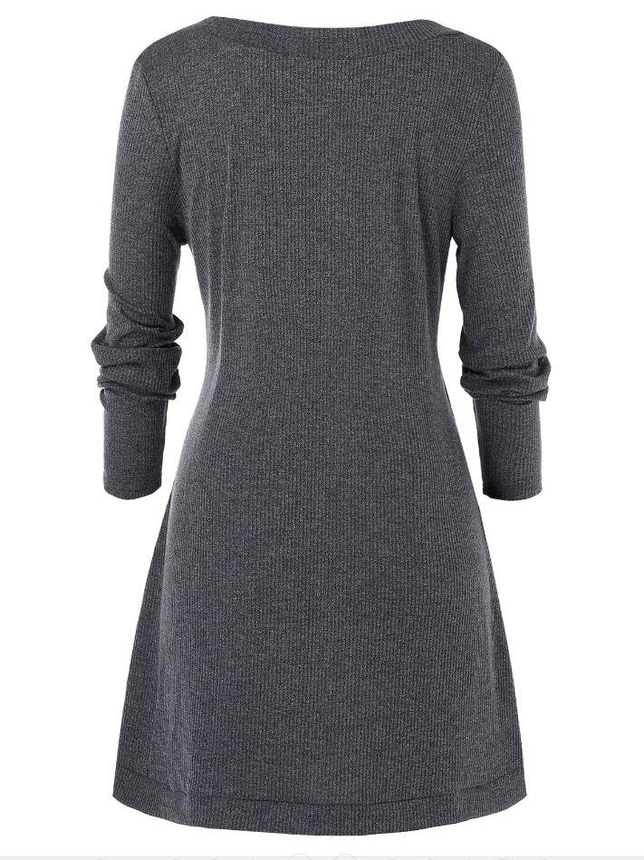 Gebreide Trui Jurk met Knopen voor Dames