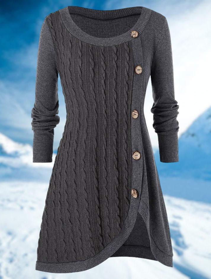 Gebreide Trui Jurk met Knopen voor Dames