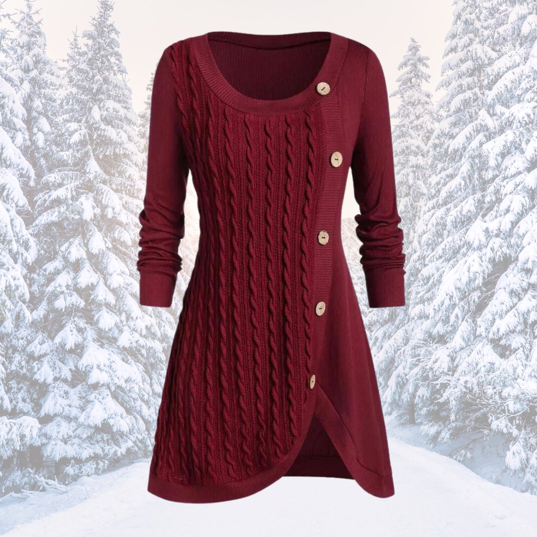 Gebreide Trui Jurk met Knopen voor Dames