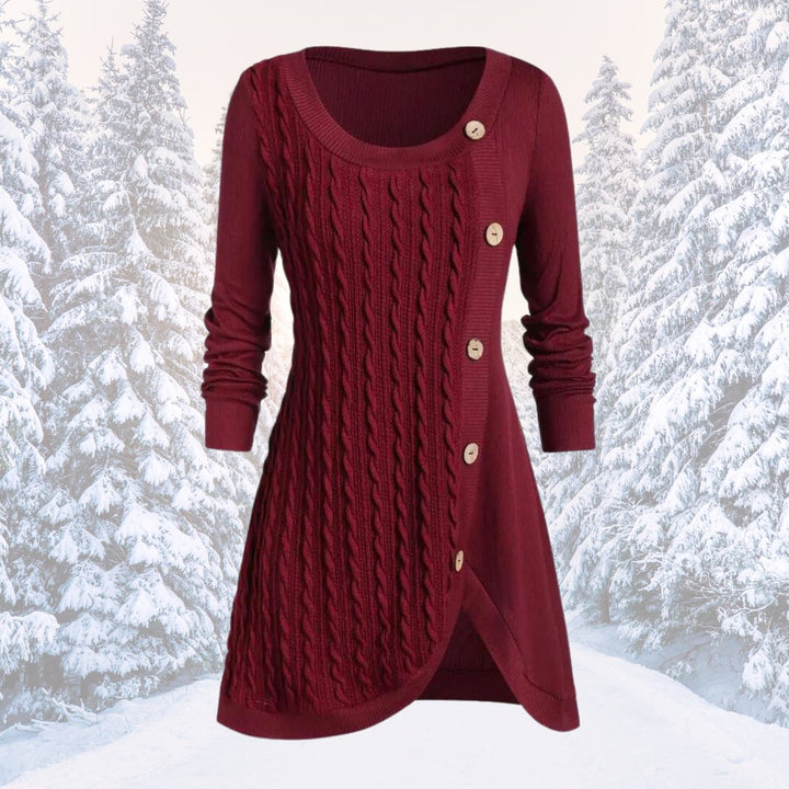Gebreide Trui Jurk met Knopen voor Dames