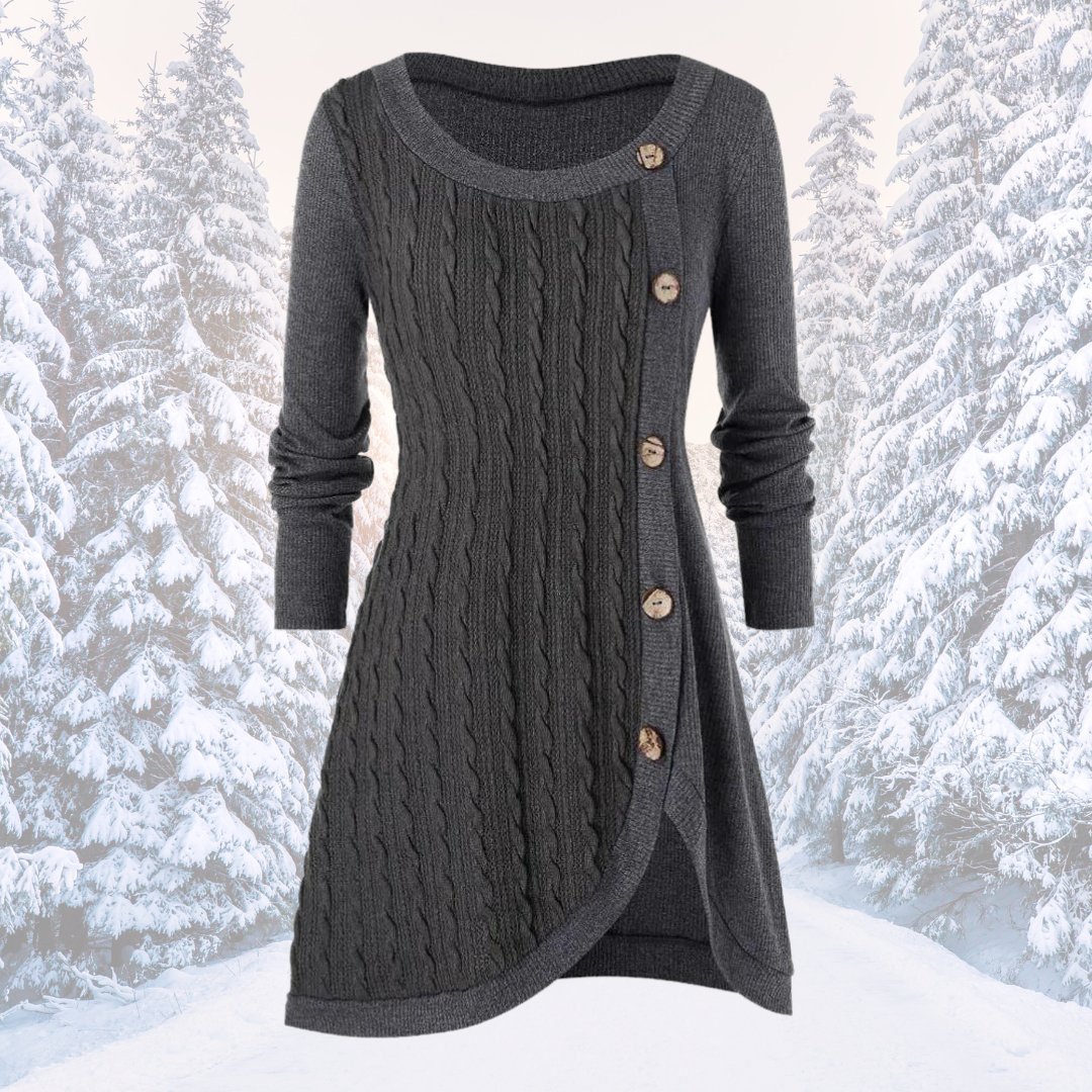 Gebreide Trui Jurk met Knopen voor Dames