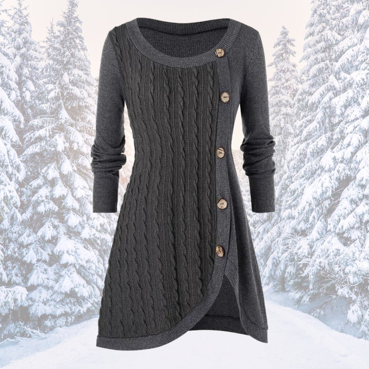 Gebreide Trui Jurk met Knopen voor Dames
