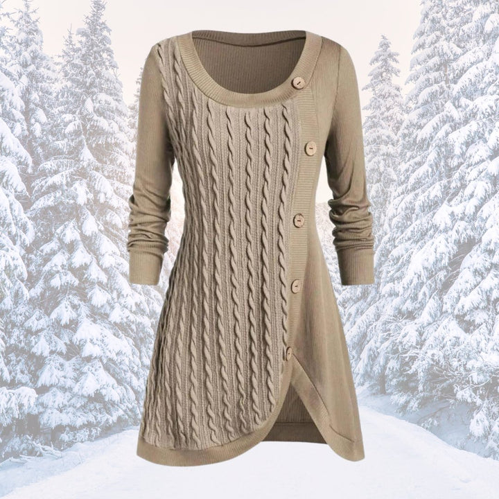 Gebreide Trui Jurk met Knopen voor Dames